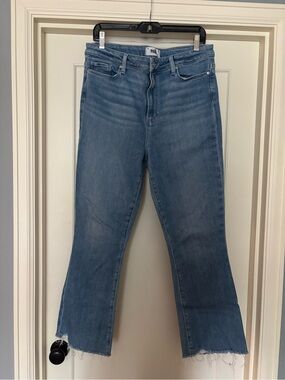 PAIGE Claudine High Rise Ankle Straight Leg Jeans Darling Wash Siesta Hem